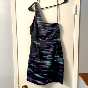 Abstract Purple and Teal Black Dress